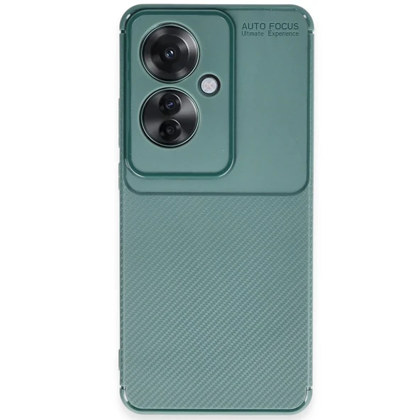 Oppo Reno 11f Kılıf Auto Focus Karbon Kapak - Koyu Yeşil ürün görseli 1