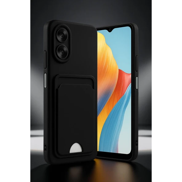 Oppo A38 Kılıf Kelvin Kartvizitli Silikon - Siyah - Resim 2
