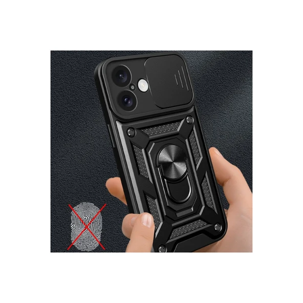 İphone 16 Kılıf Pars Lens Yüzüklü Silikon - Kırmızı - Resim 3