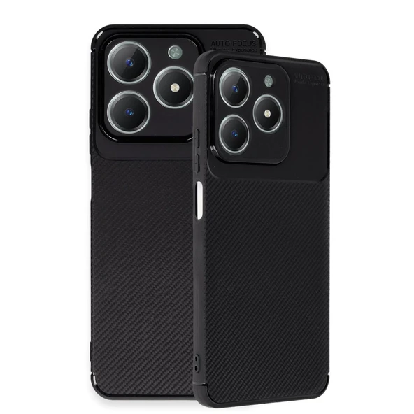 Realme C61 Kılıf Auto Focus Karbon Kapak - Siyah - Resim 3