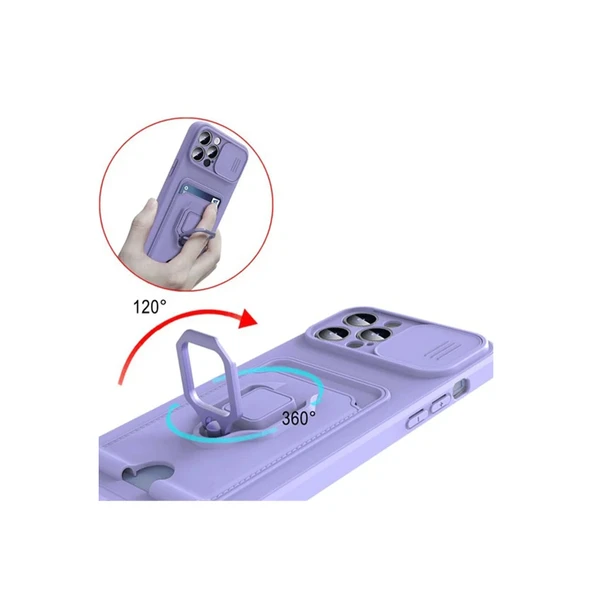 Xiaomi Redmi 13 4g Kılıf Zuma Kartvizitli Yüzüklü Silikon - Pembe - Resim 2