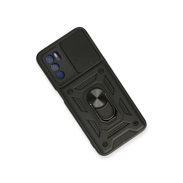 Oppo A16 Kılıf Pars Lens Yüzüklü Silikon - Siyah - Resim 2