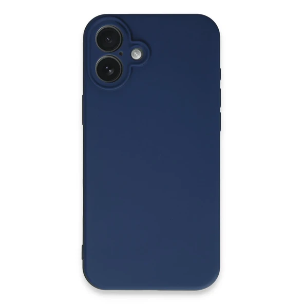 İphone 16 Plus Kılıf Nano İçi Kadife Silikon - Lacivert - Resim 4