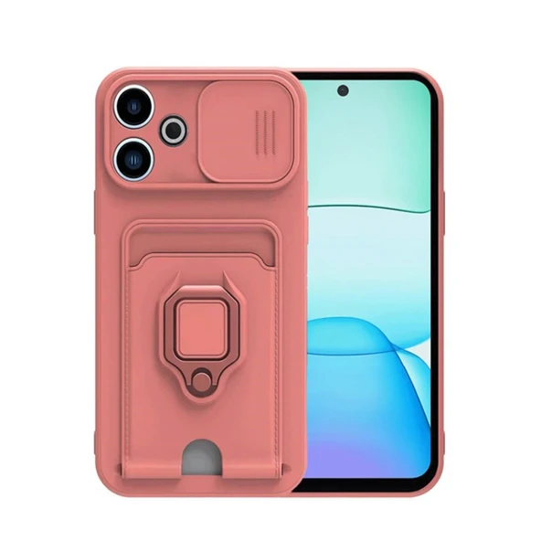 Xiaomi Redmi 13 4g Kılıf Zuma Kartvizitli Yüzüklü Silikon - Pembe ürün görseli 1