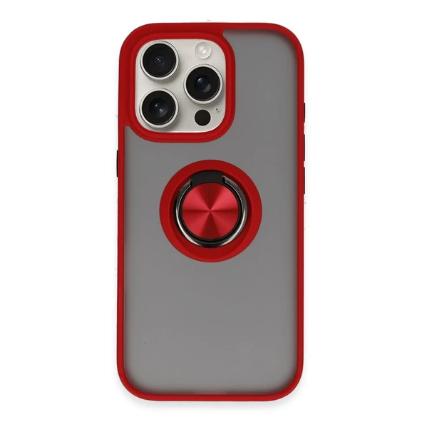 İphone 16 Pro Max Kılıf Montreal Yüzüklü Silikon Kapak - Kırmızı ürün görseli 1