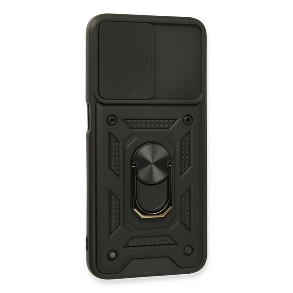 Oppo A16 Kılıf Pars Lens Yüzüklü Silikon - Siyah - Resim 3