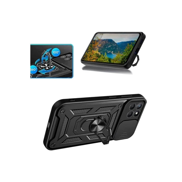 Samsung Galaxy M15 Kılıf Pars Lens Yüzüklü Silikon - Kırmızı - Resim 2