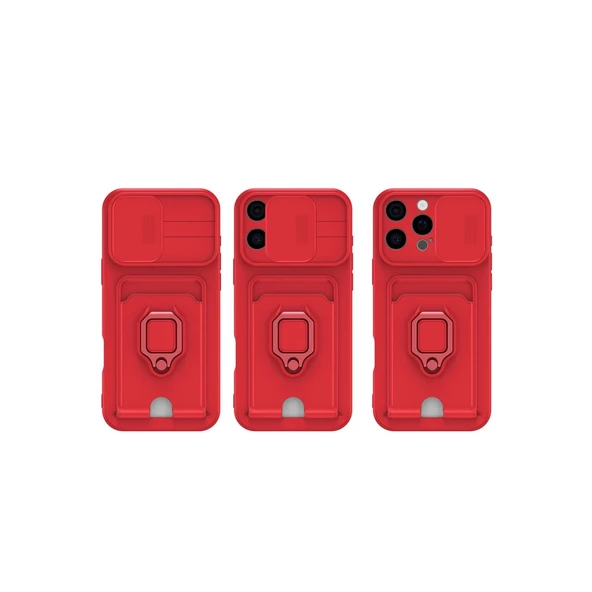 İphone 16 Pro Kılıf Zuma Kartvizitli Yüzüklü Silikon - Siyah - Resim 2