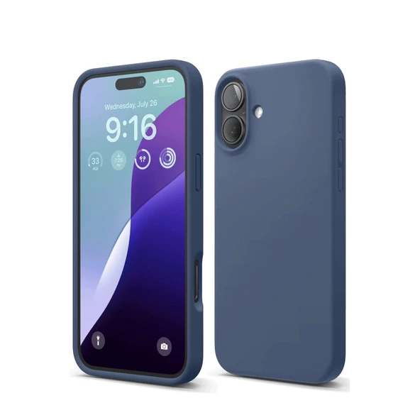 İphone 16 Plus Kılıf Nano İçi Kadife Silikon - Lacivert ürün görseli 1