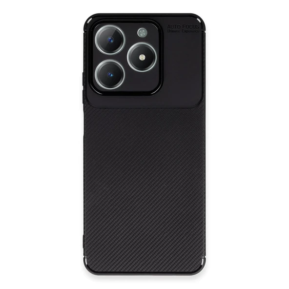 Realme C61 Kılıf Auto Focus Karbon Kapak - Siyah - Resim 4