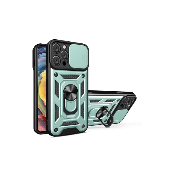 İphone 16 Pro Kılıf Pars Lens Yüzüklü Silikon - Yeşil ürün görseli 1