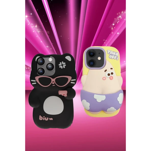 İphone 15 Pro Max Kılıf Poky Karakter Silikon Kapak - Desen 14 - Resim 2