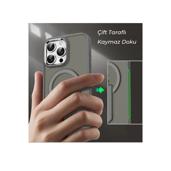 İphone 14 Pro Tork Magsafe Standlı Kapak - Lila - Resim 3