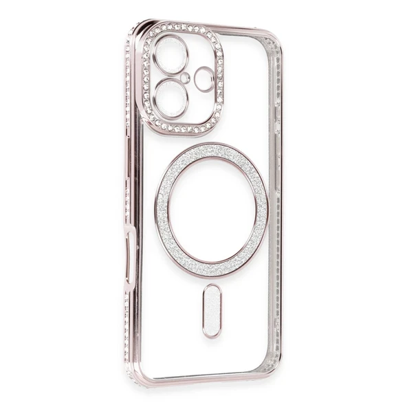 İphone 16 Kılıf Joke Simli Magneticsafe Kılıf - Pembe - Resim 3