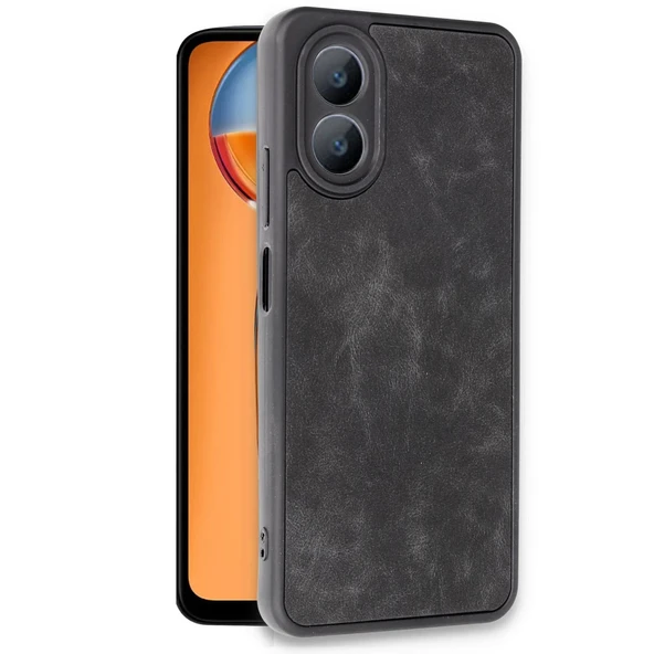 Oppo A38 Kılıf Aras Deri Kapak - Siyah - Resim 2