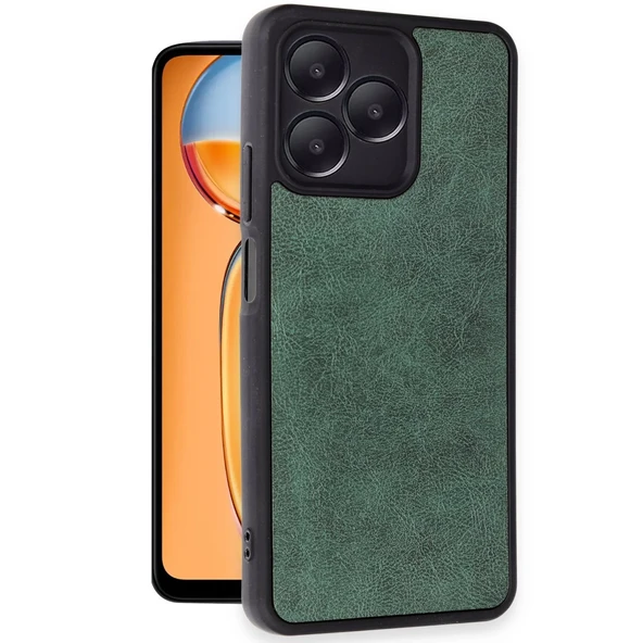 Realme Note 50 4g Kılıf Aras Deri Kapak - Koyu Yeşil - Resim 2