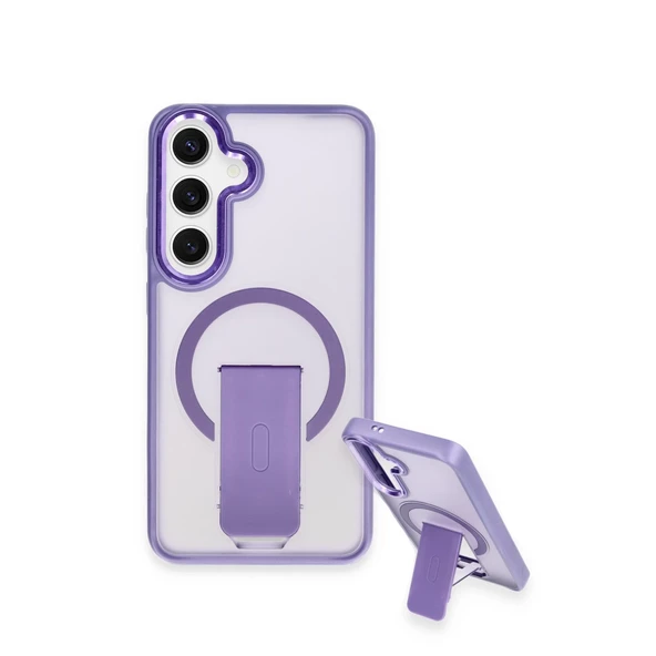 Samsung Galaxy S24 Tork Magsafe Standlı Kapak - Lacivert - Resim 2