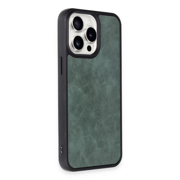 İphone 14 Pro Kılıf Aras Deri Kapak - Koyu Yeşil - Resim 2