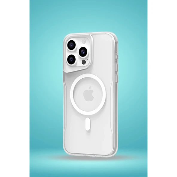 İphone 14 Pro Kılıf Pc Poso Magsafe Kapak - Şeffaf - Resim 3
