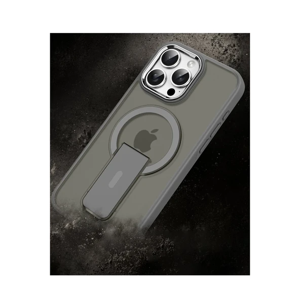 İphone 14 Pro Tork Magsafe Standlı Kapak - Siyah - Resim 5