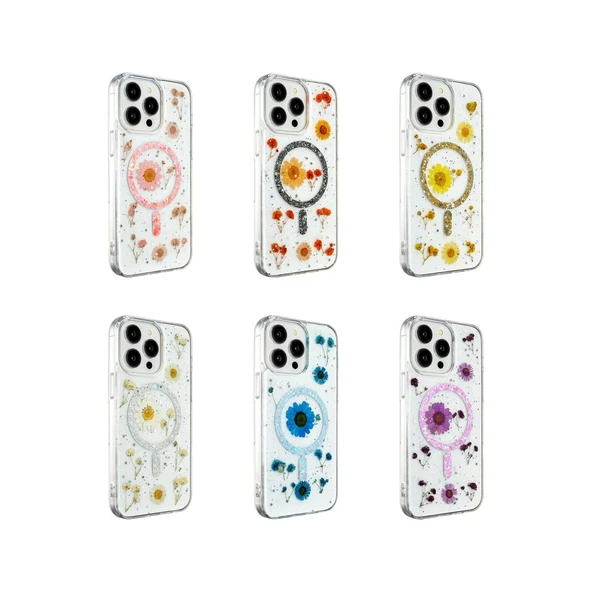 İphone 14 Pro Kılıf Daisy Simli Magsafe Kapak - Pembe - Resim 2