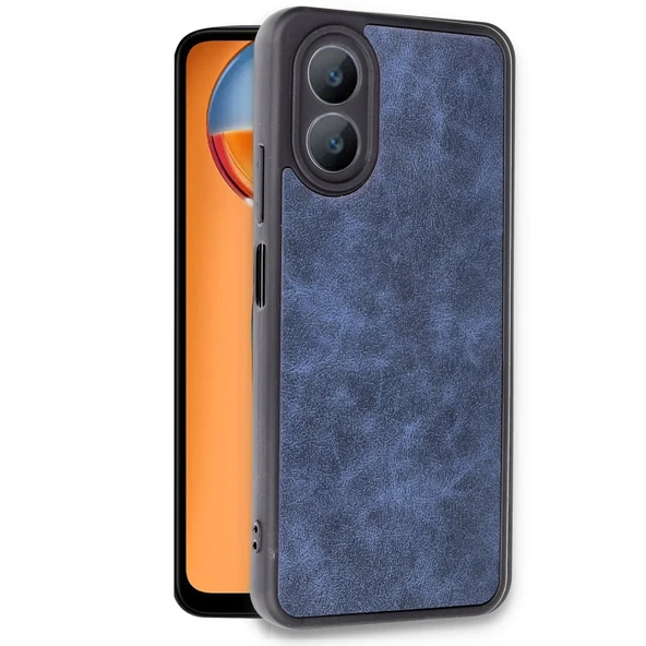 Oppo A38 Kılıf Aras Deri Kapak - Lacivert - Resim 2