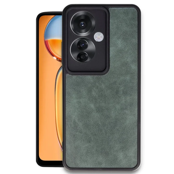 Oppo Reno 11f Kılıf Aras Deri Kapak - Koyu Yeşil ürün görseli 1