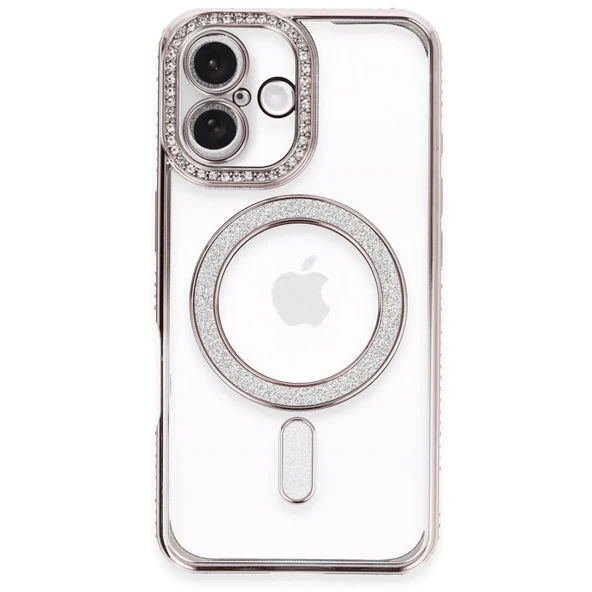 İphone 16 Kılıf Joke Simli Magneticsafe Kılıf - Pembe - Resim 2