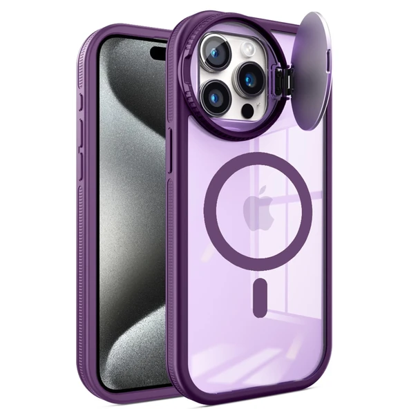 İphone 14 Pro Max Kılıf Teleskop Lens Magsafe Silikon Kapak - Derin Mor - Resim 2