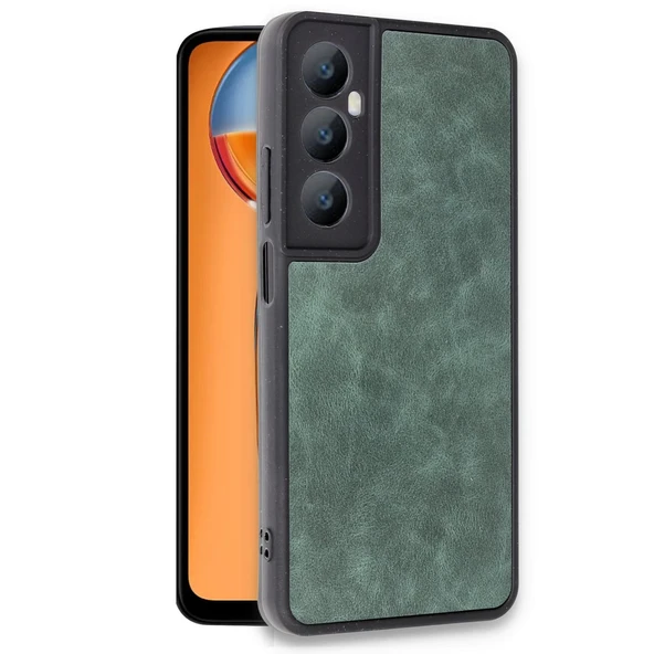 Realme C65 Kılıf Aras Deri Kapak - Koyu Yeşil - Resim 2