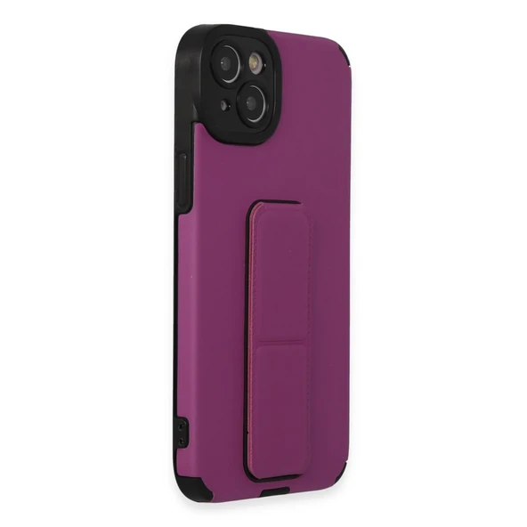 İphone 14 Plus Kılıf Mega Standlı Silikon - Mor - Resim 2