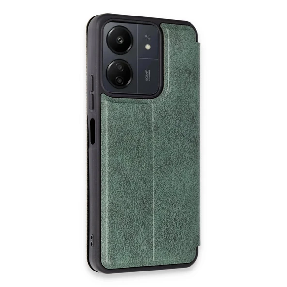 Xiaomi Redmi 13c Kılıf Flip Cover - Koyu Yeşil - Resim 2