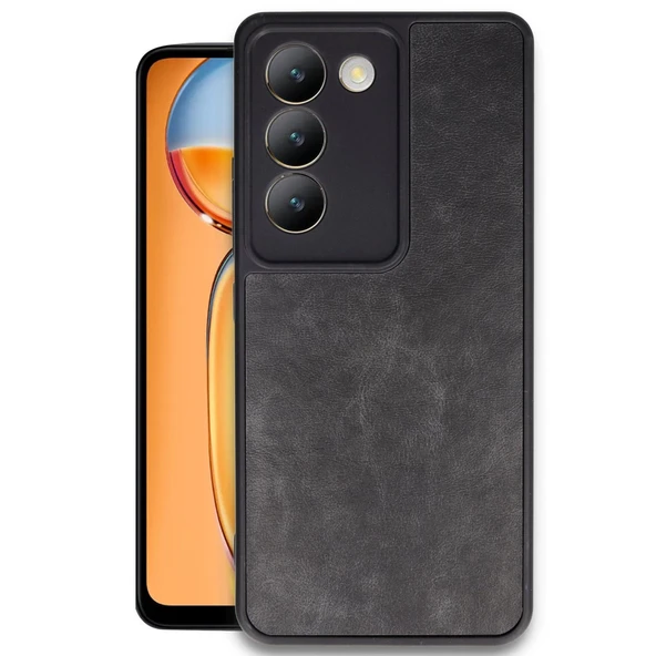 Vivo V30 Lite 4g Kılıf Aras Deri Kapak - Siyah ürün görseli 1