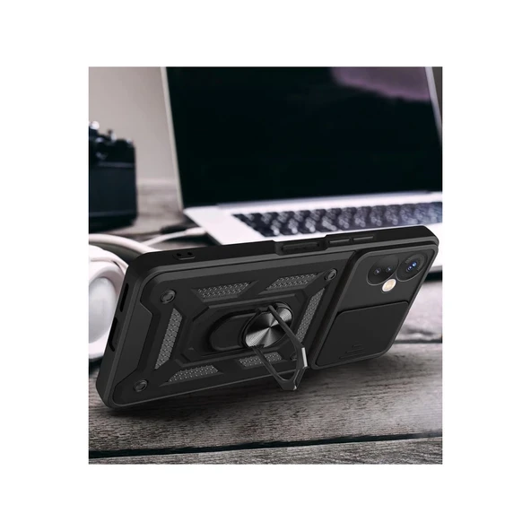 İnfinix Hot 30 4g Kılıf Pars Lens Yüzüklü Silikon - Yeşil - Resim 2