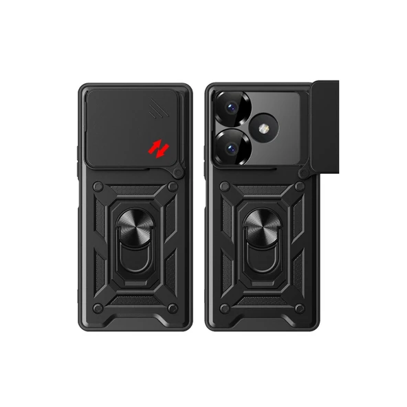 Xiaomi Redmi 13 4g Kılıf Pars Lens Yüzüklü Silikon - Gümüş - Resim 2