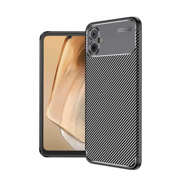 Samsung Galaxy A05 Kılıf Auto Focus Karbon Kapak - Siyah - Resim 2