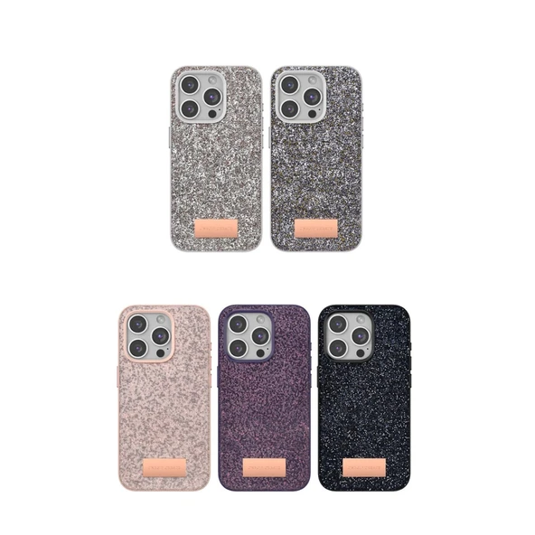 Onegif İphone 14 Pro Max Bright Simli Kapak - Gold - Resim 2