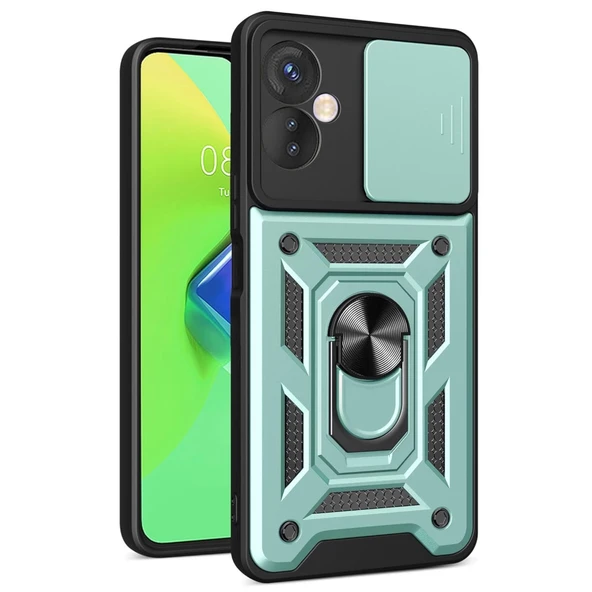 İnfinix Hot 30 4g Kılıf Pars Lens Yüzüklü Silikon - Yeşil ürün görseli 1