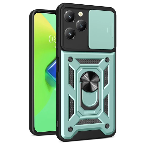 İnfinix Hot 40 Pro Kılıf Pars Lens Yüzüklü Silikon - Yeşil ürün görseli 1