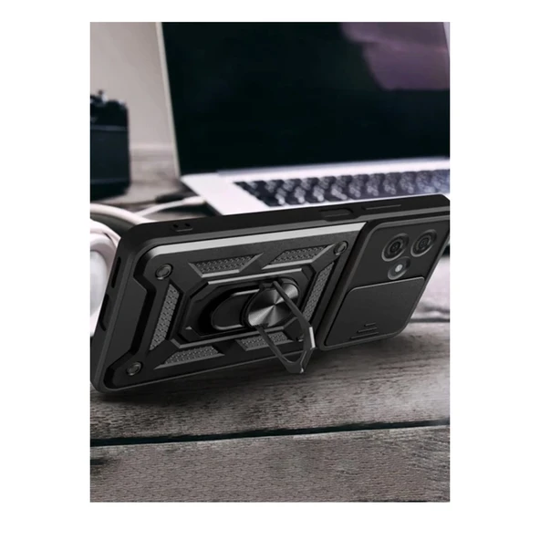 Xiaomi Redmi Note 13 Pro Plus Kılıf Pars Lens Yüzüklü Silikon - Siyah - Resim 2