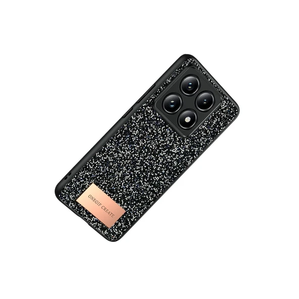 Onegif Xiaomi Mi 14t Pro Bright Simli Kapak - Siyah - Resim 3
