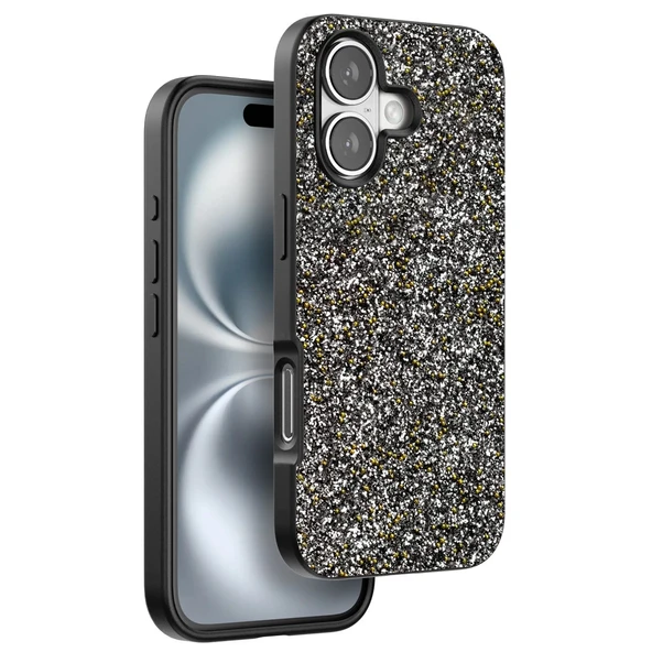 Onegif İphone 16 Plus Bright Simli Kapak - Gümüş ürün görseli 1