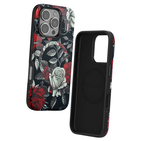 Onegif İphone 16 Pro Max Flower Series Magsafe Kapak - Siyah - Resim 2