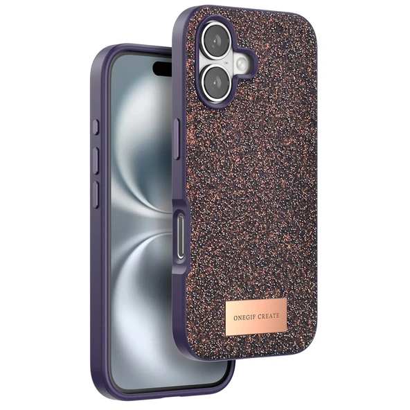 Onegif İphone 16 Bright Simli Kapak - Derin Mor ürün görseli 1