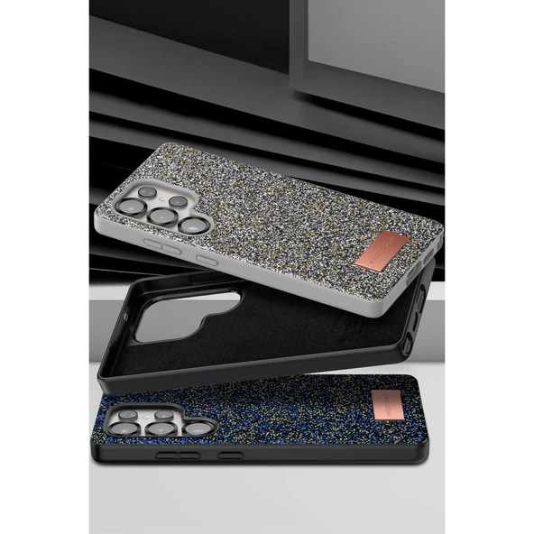 Onegif Samsung Galaxy S25 Ultra Bright Simli Kapak - Gümüş - Resim 3