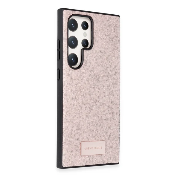 Onegif Samsung Galaxy S23 Ultra Bright Simli Kapak - Pembe - Resim 2