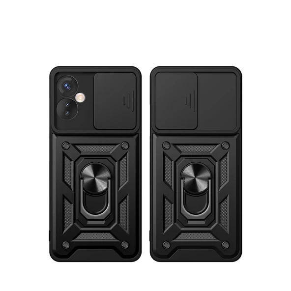 İnfinix Hot 40 Pro Kılıf Pars Lens Yüzüklü Silikon - Kırmızı - Resim 2