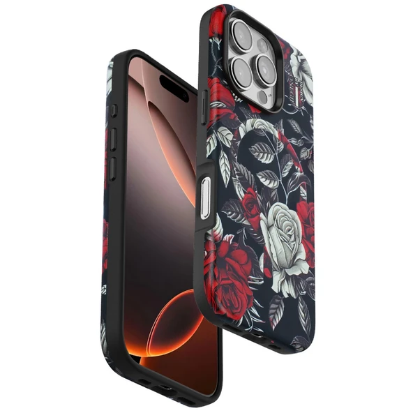 Onegif İphone 16 Pro Max Flower Series Magsafe Kapak - Siyah ürün görseli 1