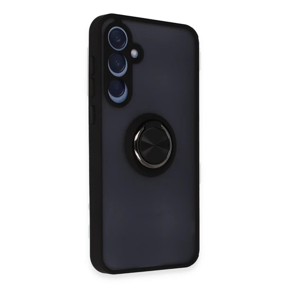 Samsung Galaxy A55 5g Kılıf Montreal Yüzüklü Silikon Kapak - Siyah - Resim 2