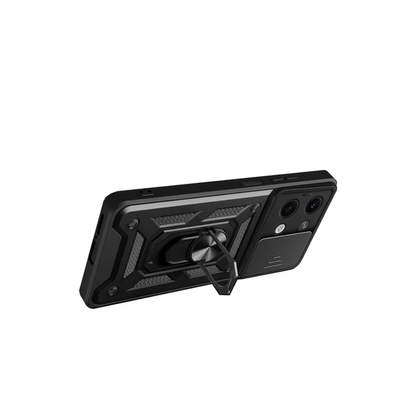 Xiaomi Poco X6 Kılıf Pars Lens Yüzüklü Silikon - Siyah - Resim 3